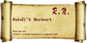 Rehák Norbert névjegykártya